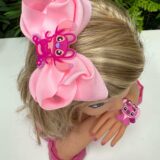 Kit Laço Belli Temático Angel e 3 Pulseiras de Pérolas Rosa