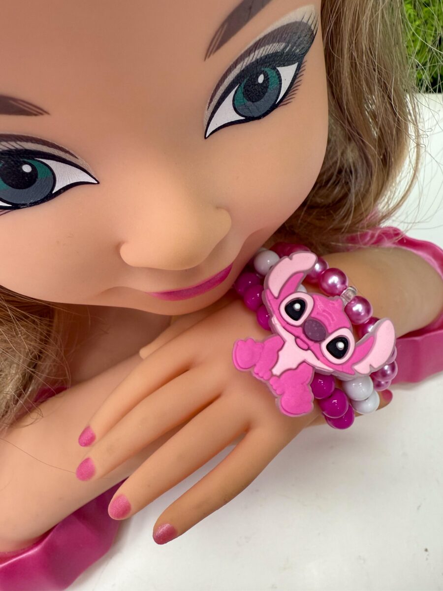 Kit Laço Belli Temático Angel e 3 Pulseiras de Pérolas Rosa