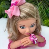 Kit Laço Belli Temático Angel e 3 Pulseiras de Pérolas Rosa