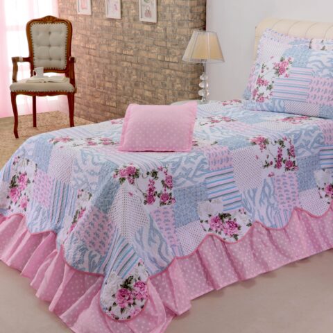 Cobreleito Solteiro Belize Patchwork 3 Peças Deccoralle