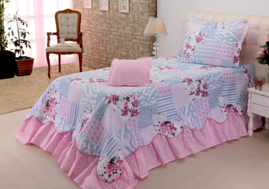 Cobreleito Solteiro Belize Patchwork 3 Peças Deccoralle