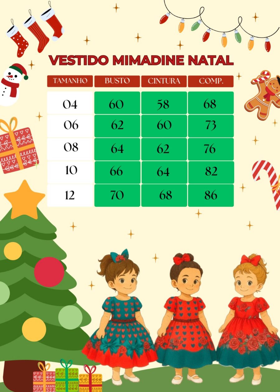 Vestido Infantil Natal Melina Mimadine Vermelho Microfibra