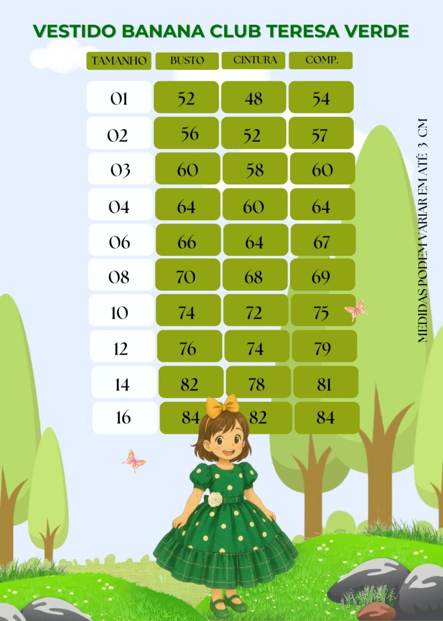 Vestido Infantil Natal Banana Club Teresa Verde