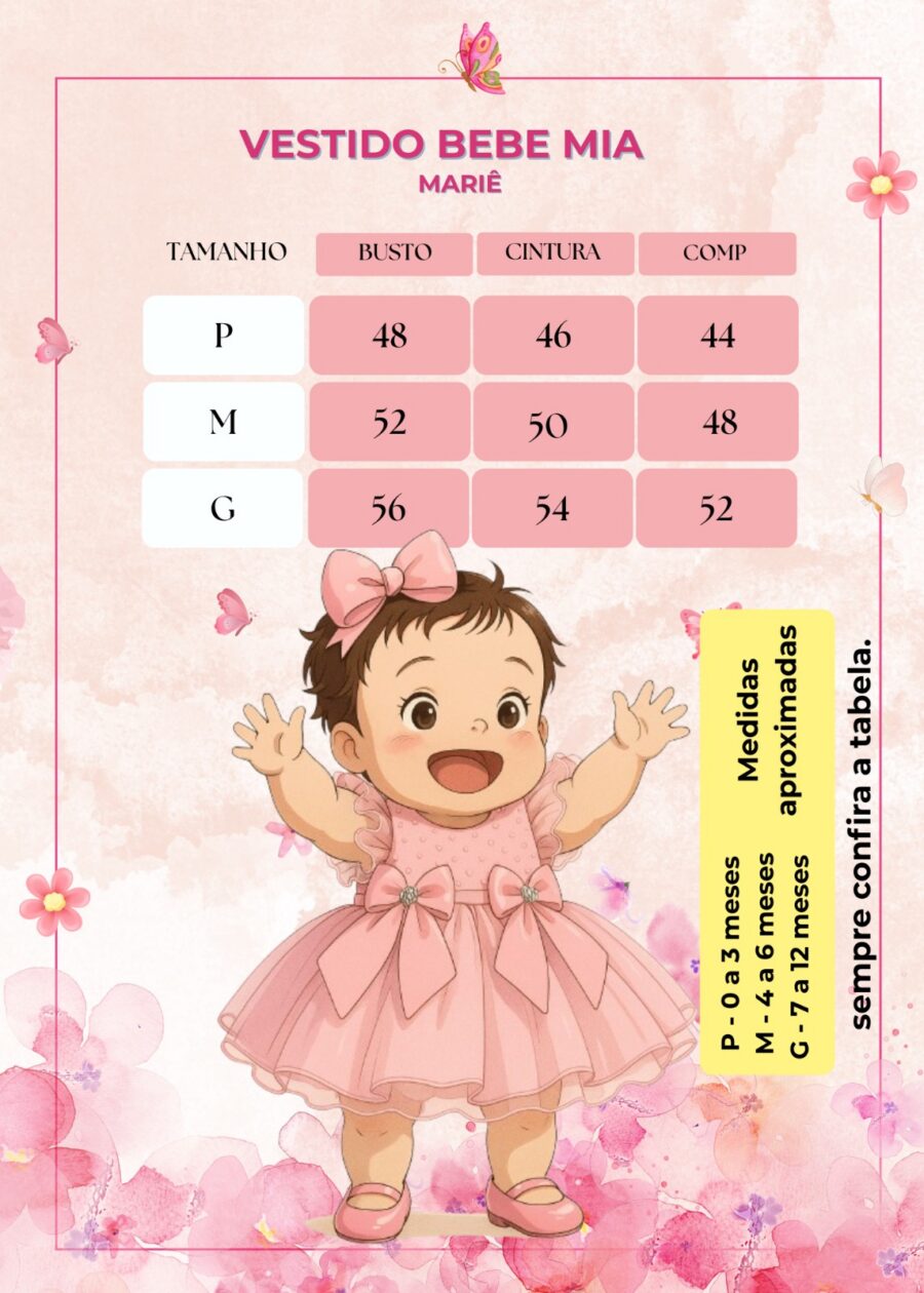 Vestido Infantil Marie Bebê Mia Branco Tafetá e Tule