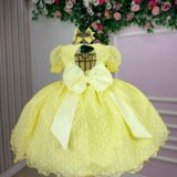Vestido Infantil Marie Amarelo de Bolinhas