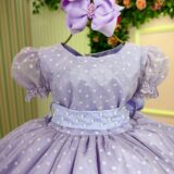 Vestido Infantil Marie Lilás de Bolinhas
