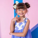 Vestido Infantil Banana Club Eloa Azul Alcinha com Babados