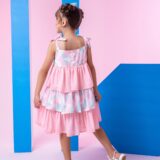 Vestido Infantil Banana Club Eloa Rosa Alcinha com Babados