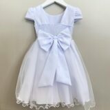 Vestido Infantil Branco Bordado Flores e Pérolas Daminha