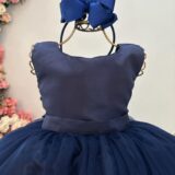 Vestido Infantil Longo Azul Marinho Daminha Festa 4 ao 18