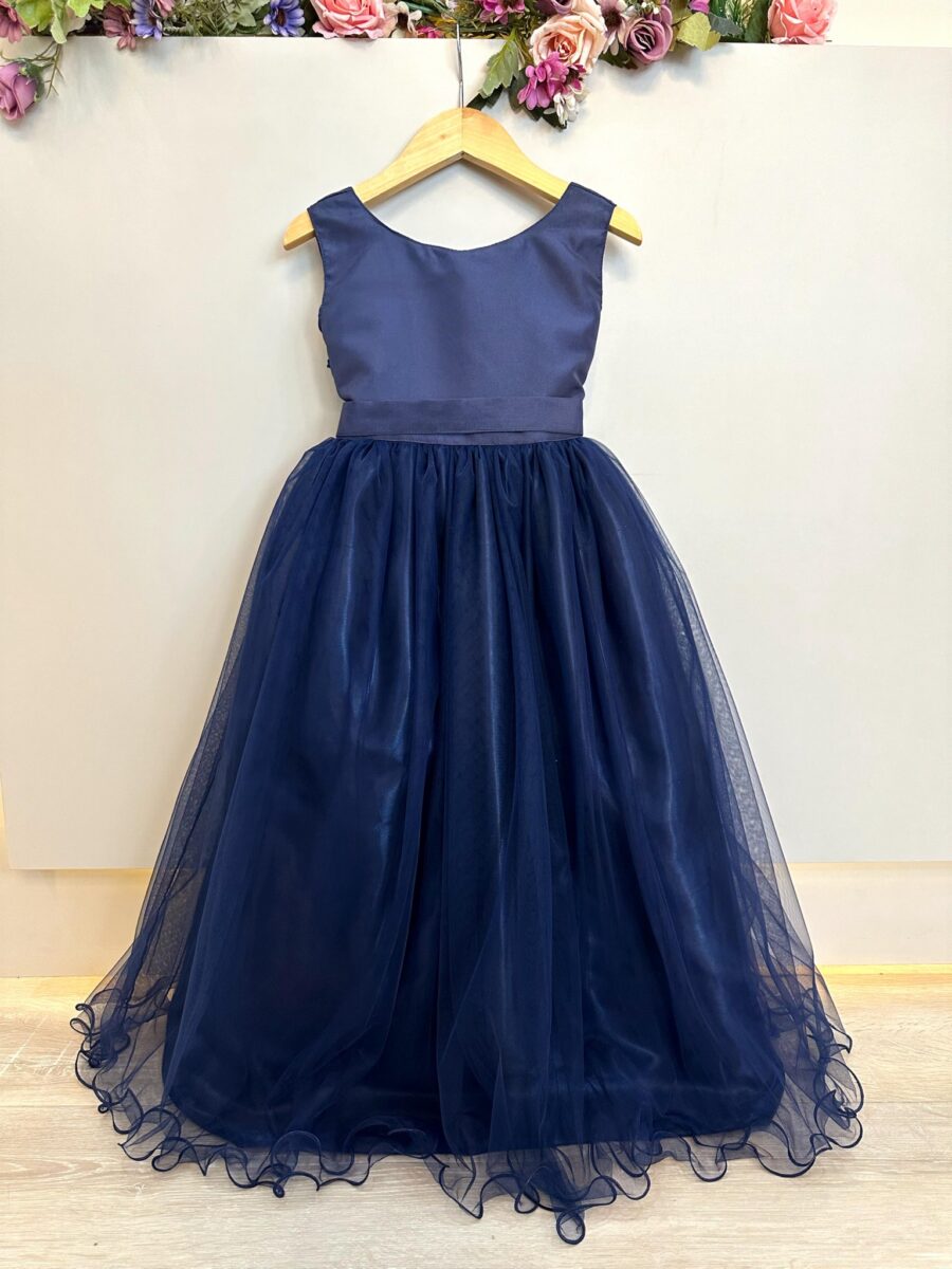 Vestido Infantil Longo Azul Marinho Daminha Festa 4 ao 18
