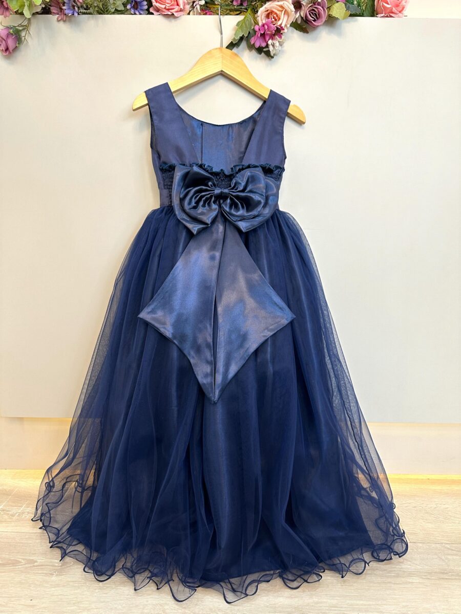 Vestido Infantil Longo Azul Marinho Daminha Festa 4 ao 18
