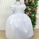 Vestido Longo Infantil Selena Vila Lele Branco com Laço