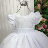 Vestido Longo Infantil Selena Vila Lele Branco com Laço