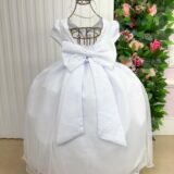 Vestido Longo Infantil Selena Vila Lele Branco com Laço