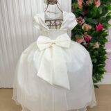 Vestido Longo Infantil Selena Vila Lele Off-white Laço