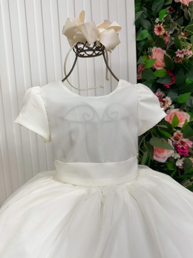 Vestido Longo Infantil Selena Vila Lele Off-white Laço