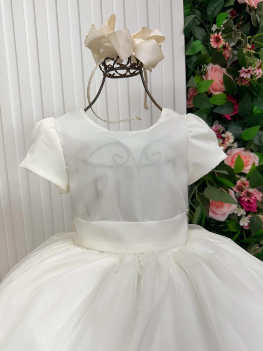 Vestido Longo Infantil Selena Vila Lele Off-white Laço