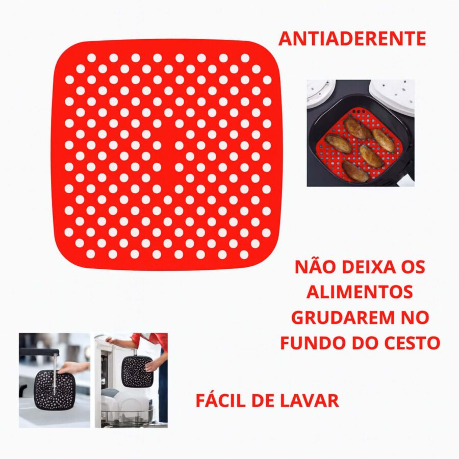 Forro de Silicone para Airfryer Antiaderente 18,5x19 cm