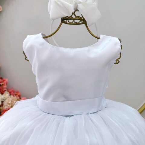 Vestido Infantil Longo Branco Daminha Casamento 4 ao 18