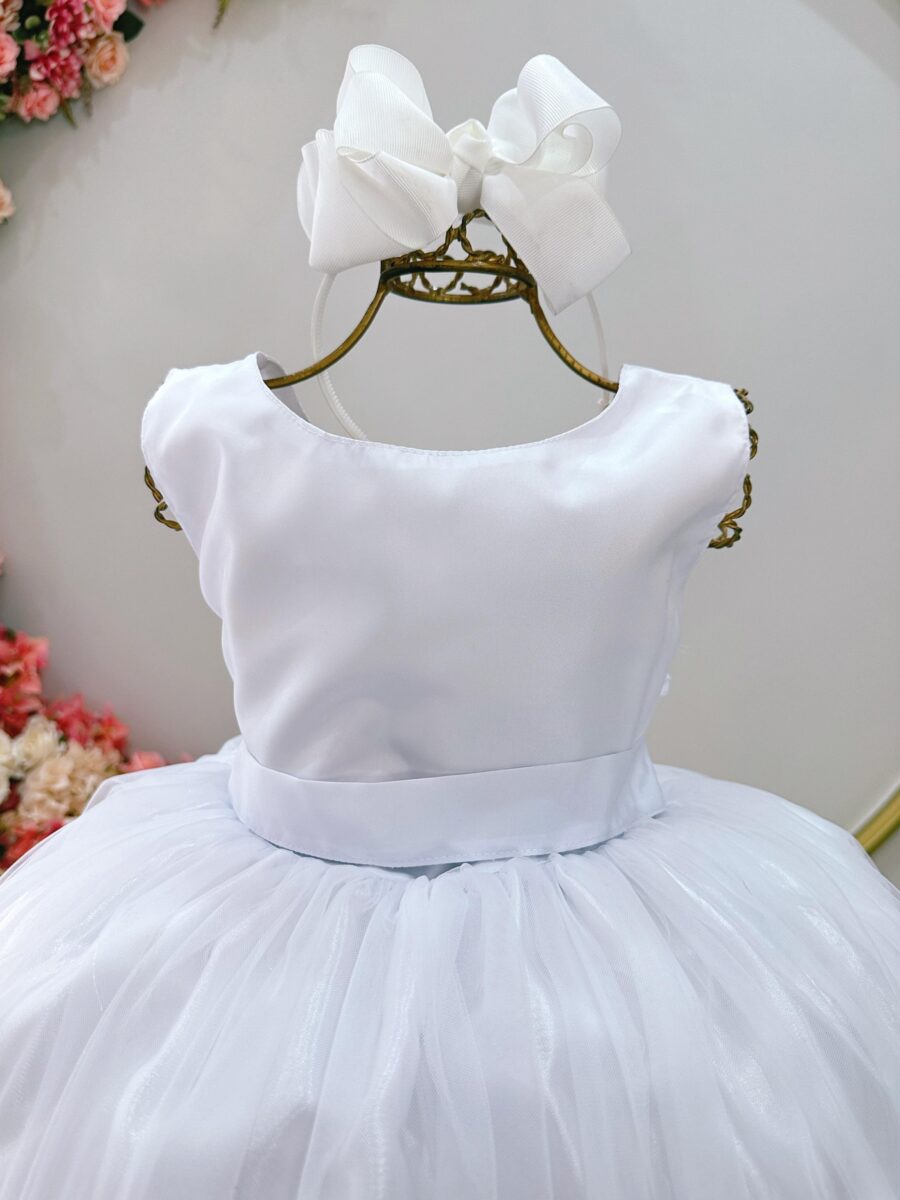 Vestido Infantil Longo Branco Daminha Casamento 4 ao 18