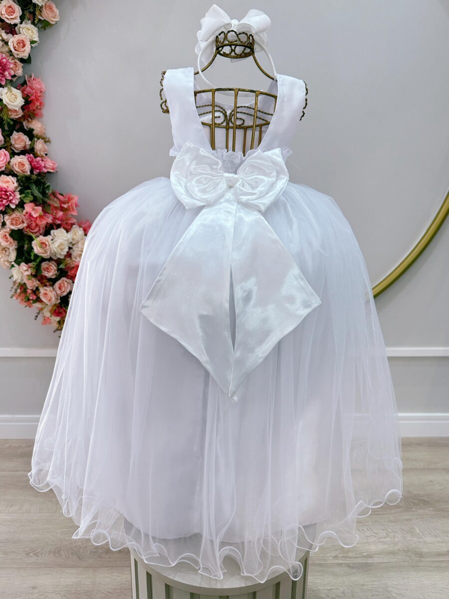 Vestido Infantil Longo Branco Daminha Casamento 4 ao 18
