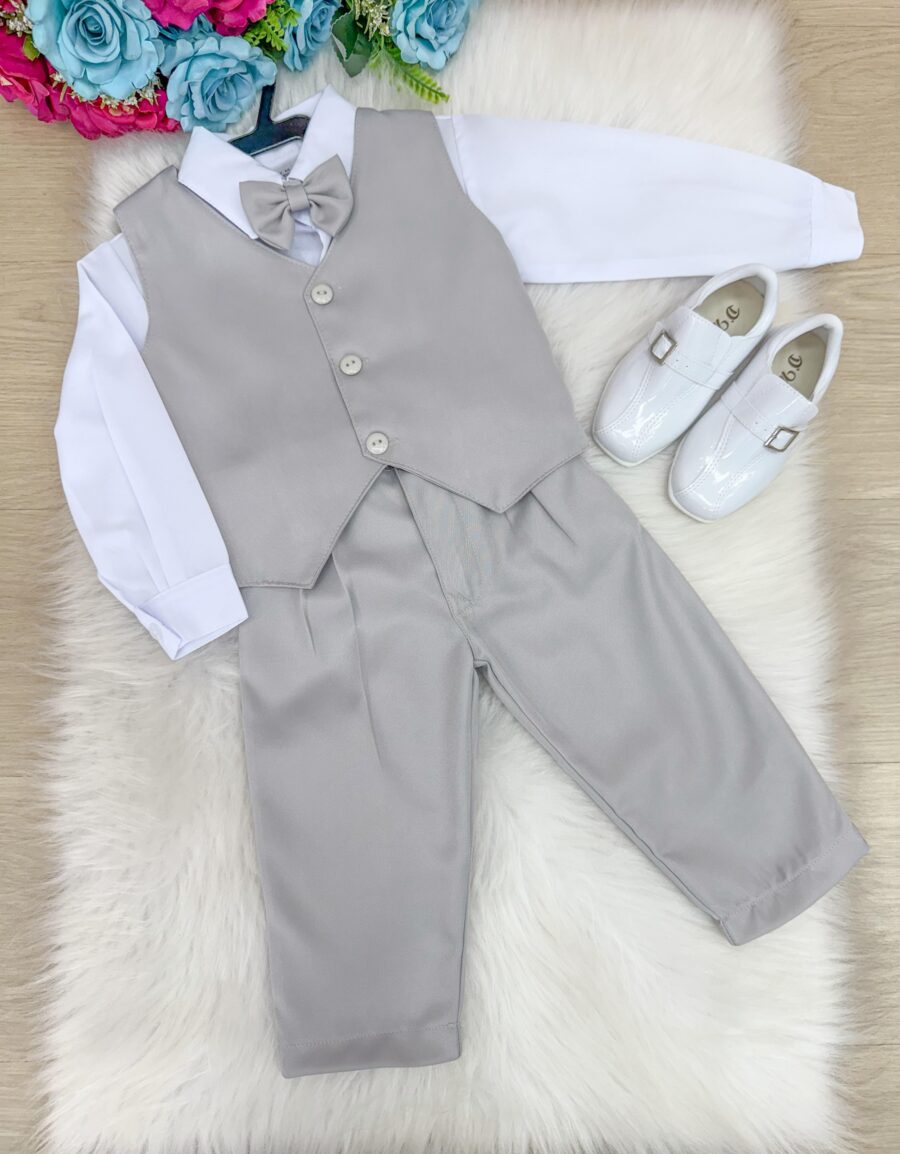 Conjunto Social Infantil Miss Cherry Leonardo Colete Cinza