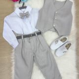Conjunto Social Infantil Miss Cherry Leonardo Colete Cinza