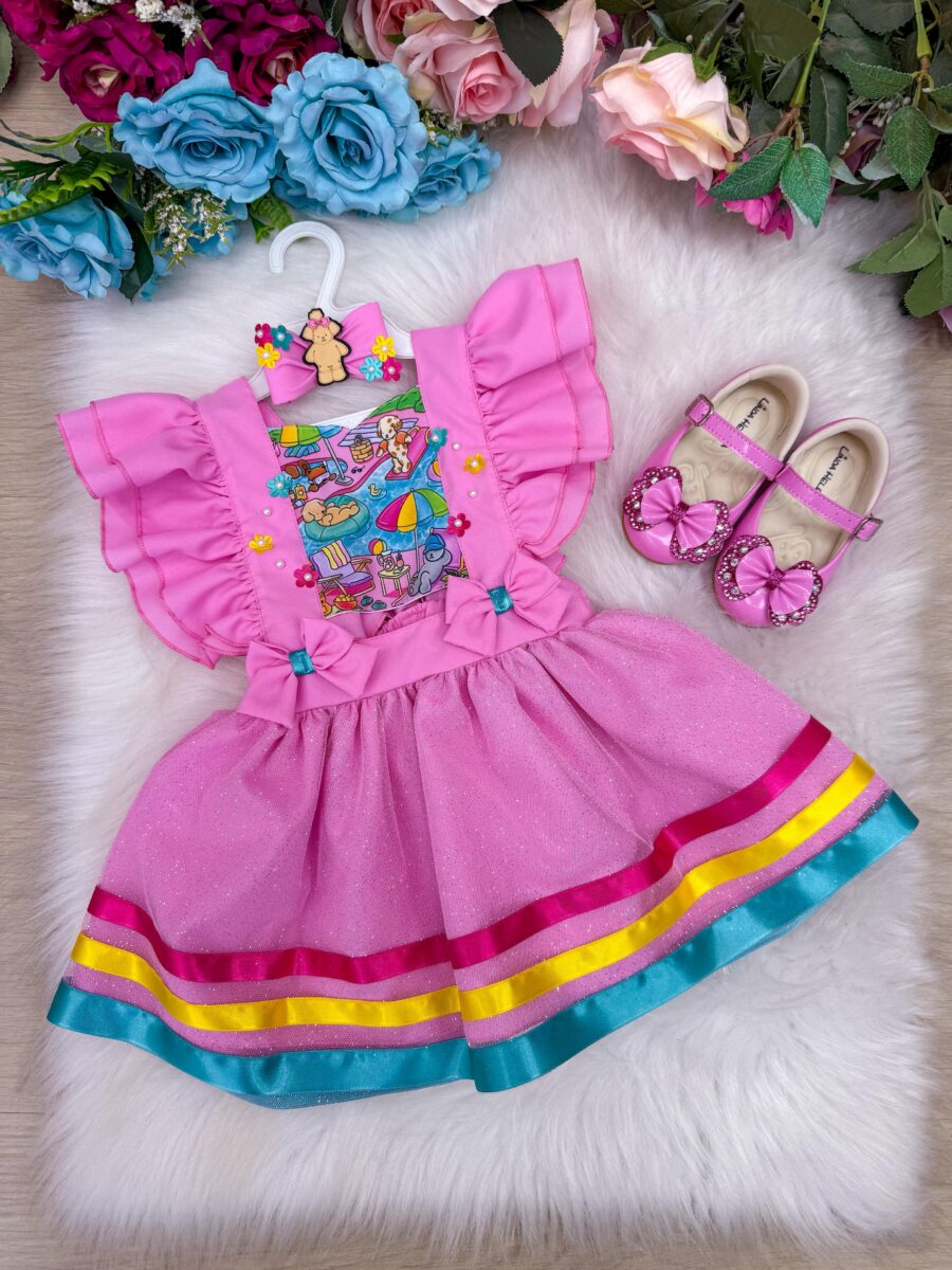 Romper Vestido Infantil Belli Temático Bobbie Goods Pink