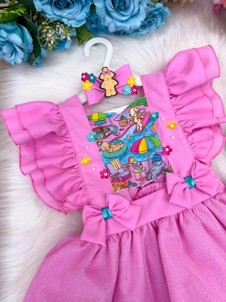 Romper Vestido Infantil Belli Temático Bobbie Goods Pink