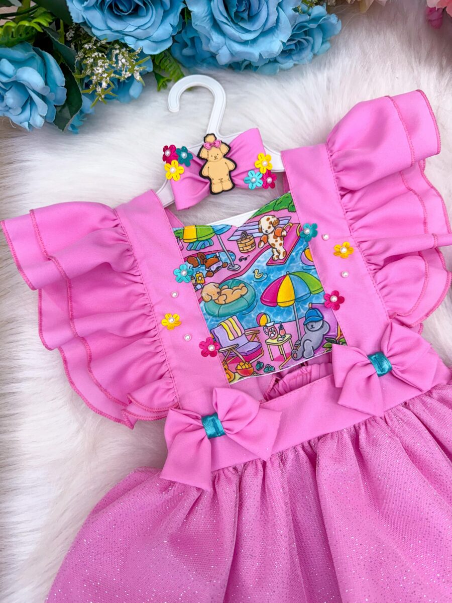 Romper Vestido Infantil Belli Temático Bobbie Goods Pink
