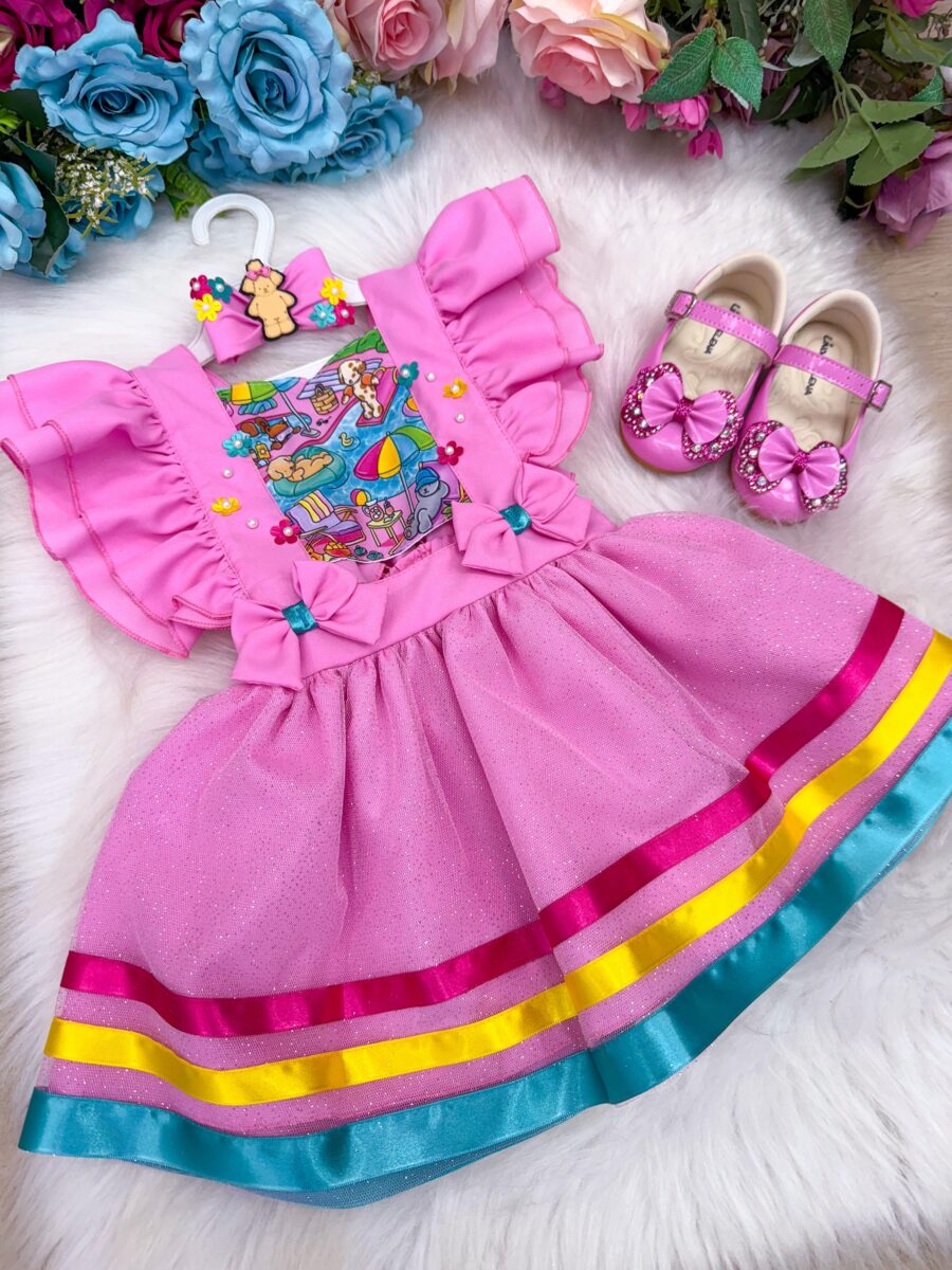 Romper Vestido Infantil Belli Temático Bobbie Goods Pink