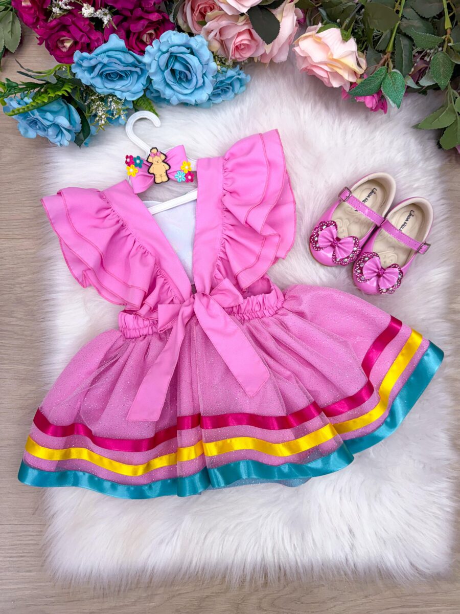 Romper Vestido Infantil Belli Temático Bobbie Goods Pink
