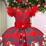Vestido Infantil Marie Alegria do Noel Vermelho Natal
