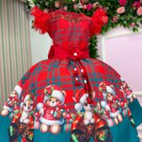 Vestido Infantil Marie Alegria do Noel Vermelho Natal
