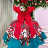 Vestido Infantil Marie Alegria do Noel Vermelho Natal
