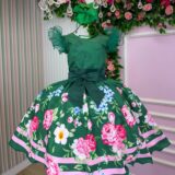 Vestido Infantil Marie Flor de Natal Verde