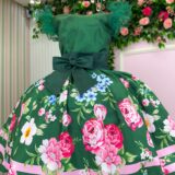 Vestido Infantil Marie Flor de Natal Verde