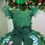 Vestido Infantil Marie Flor de Natal Verde