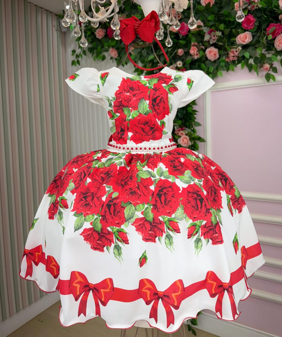 Vestido Infantil Natal Rubi Marie Vermelho