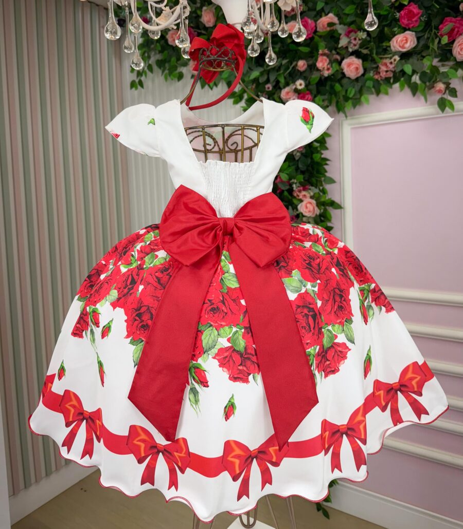 Vestido Infantil Natal Rubi Marie Vermelho