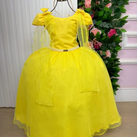 Vestido Infantil Longo Banana Club Diamante Amarelo