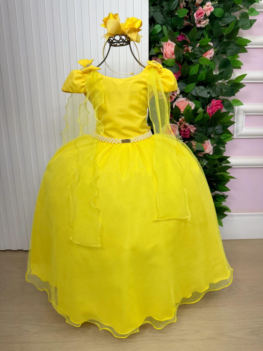 Vestido Infantil Longo Banana Club Diamante Amarelo