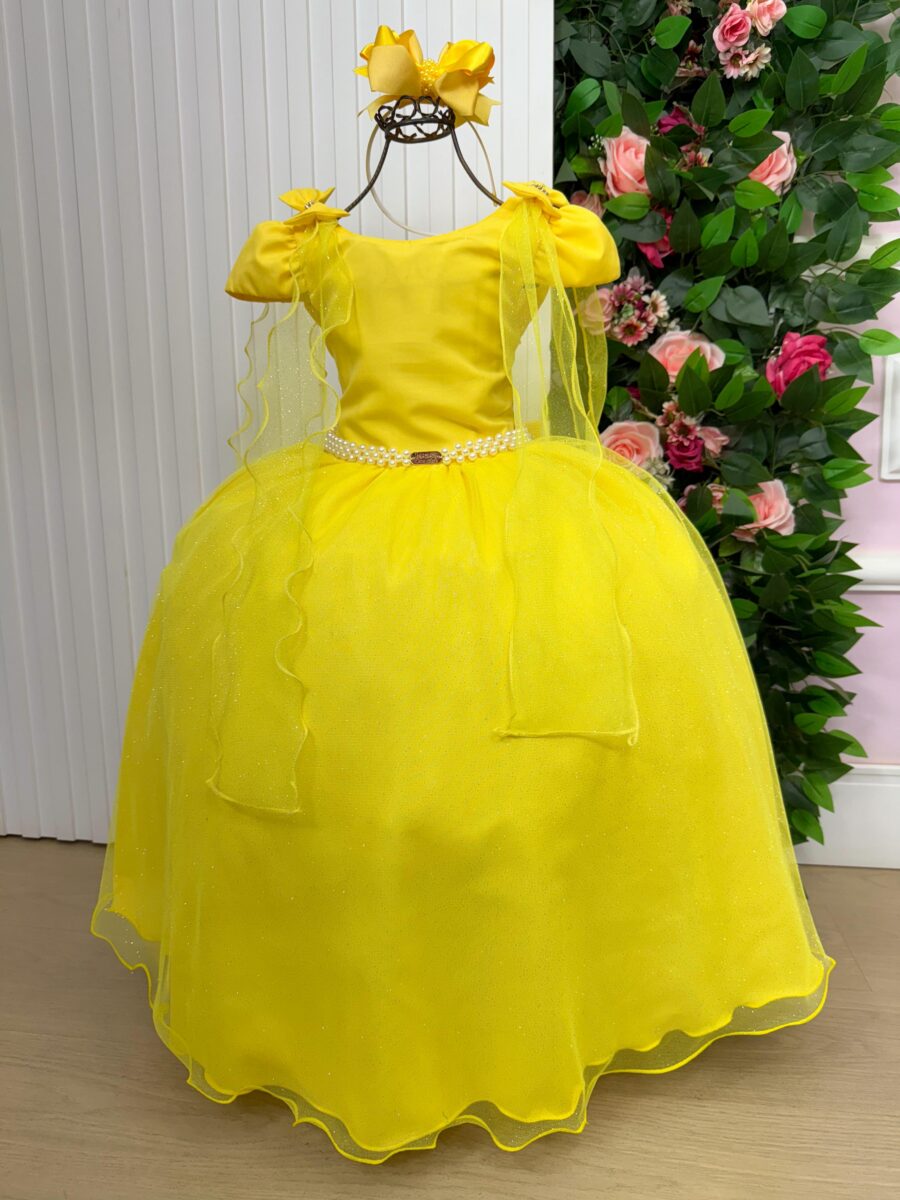 Vestido Infantil Longo Banana Club Diamante Amarelo