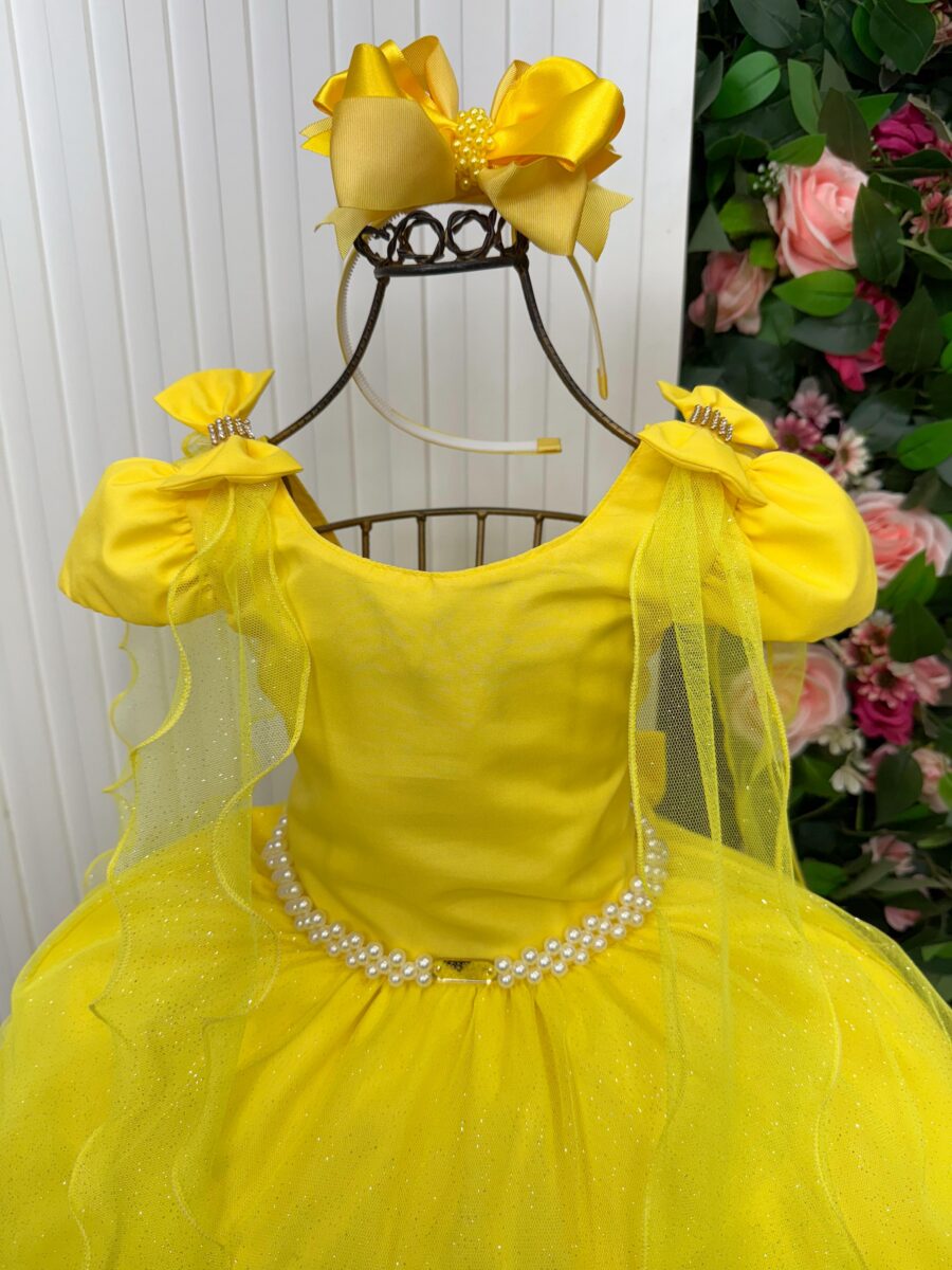 Vestido Infantil Longo Banana Club Diamante Amarelo