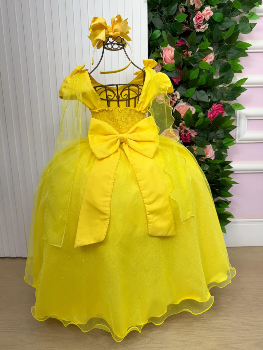 Vestido Infantil Longo Banana Club Diamante Amarelo