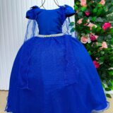 Vestido Infantil Longo Banana Club Diamante Azul Royal
