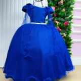 Vestido Infantil Longo Banana Club Diamante Azul Royal