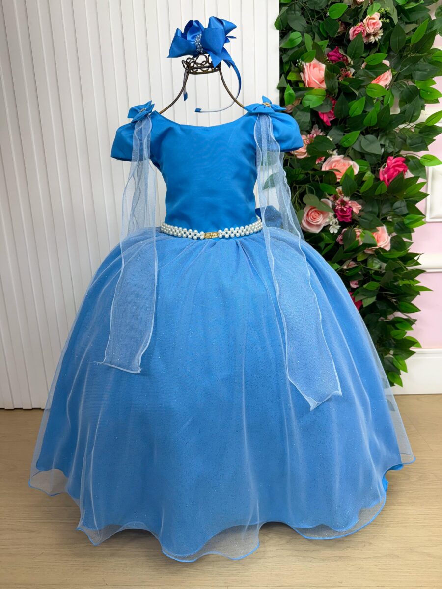 Vestido Infantil Longo Banana Club Diamante Azul Serenity