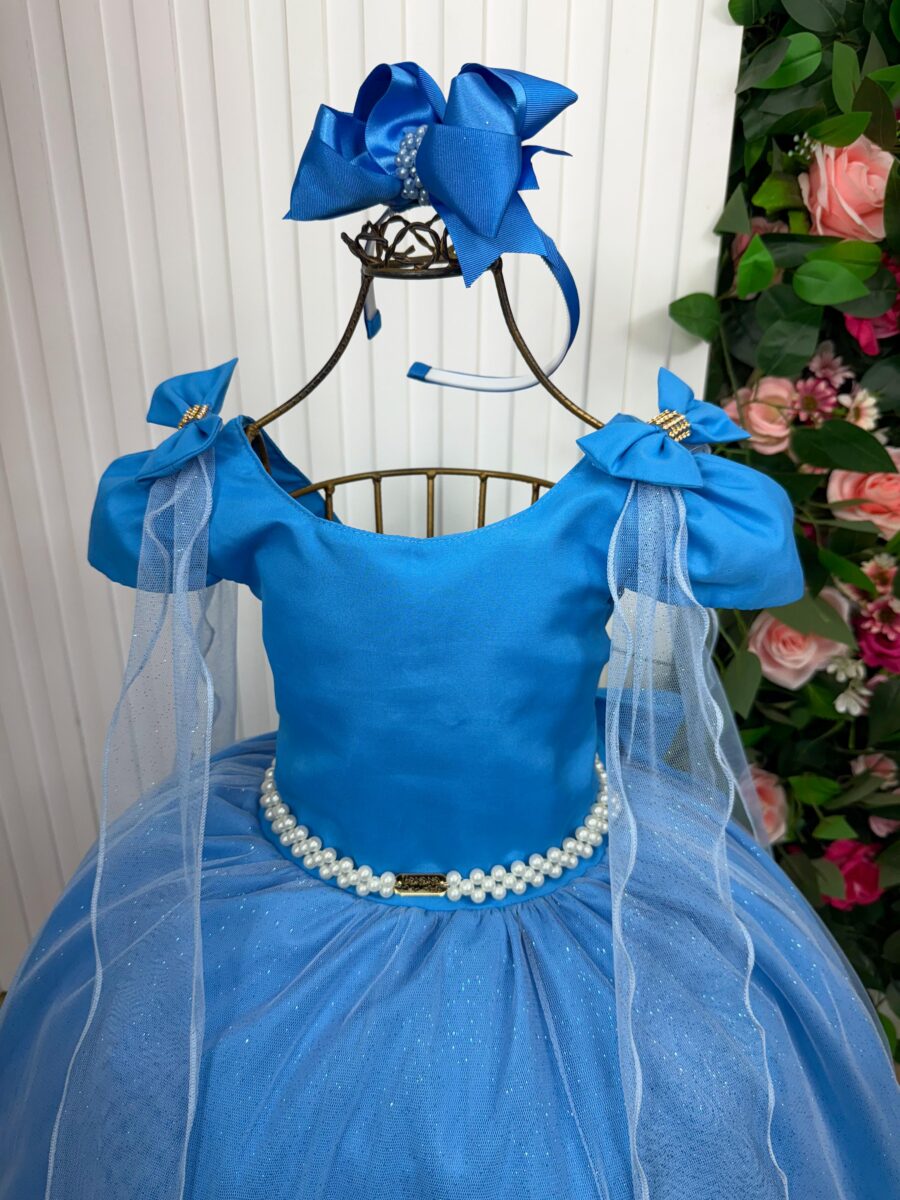 Vestido Infantil Longo Banana Club Diamante Azul Serenity